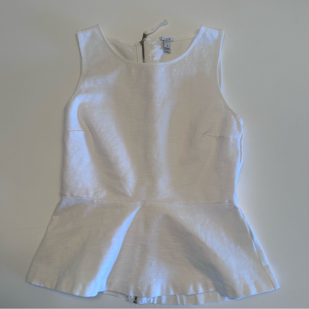 White Peplum Sleeveless Top JCrew xs